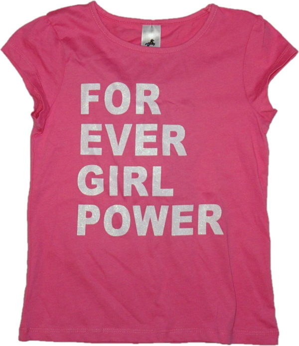 Dívčí růžové tričko s nápisem for ever girl power.