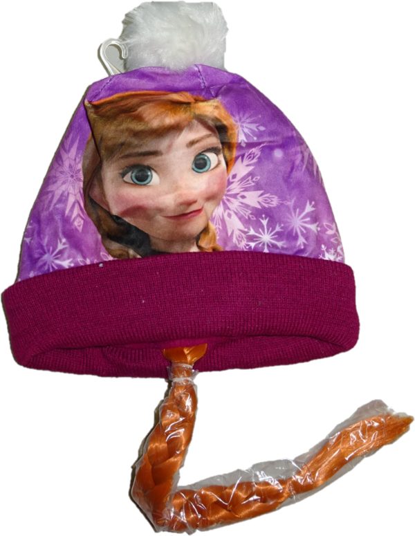Zimní čepice Frozen s Annou a copem.
