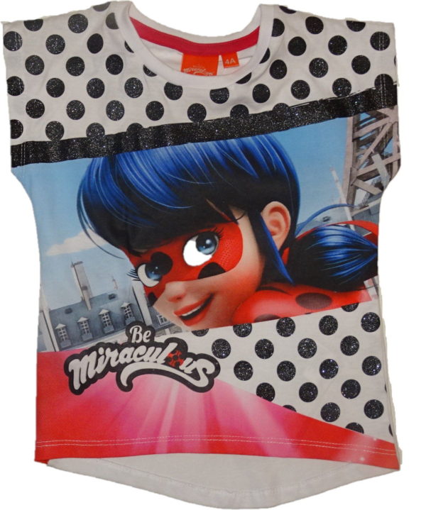 Dívčí tričko bez rukávu Lady bug bílé s puntíky.