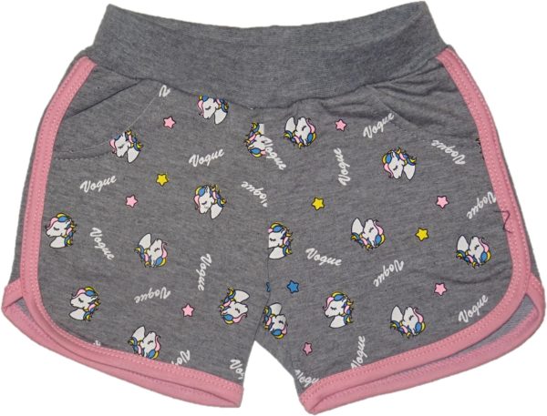 Dívčí kraťasy šedé s růžovým lemováním Unicorn.