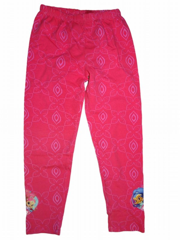 Dívčí  bavlněné růžové legínky s panenkou Shimmer and Shine.