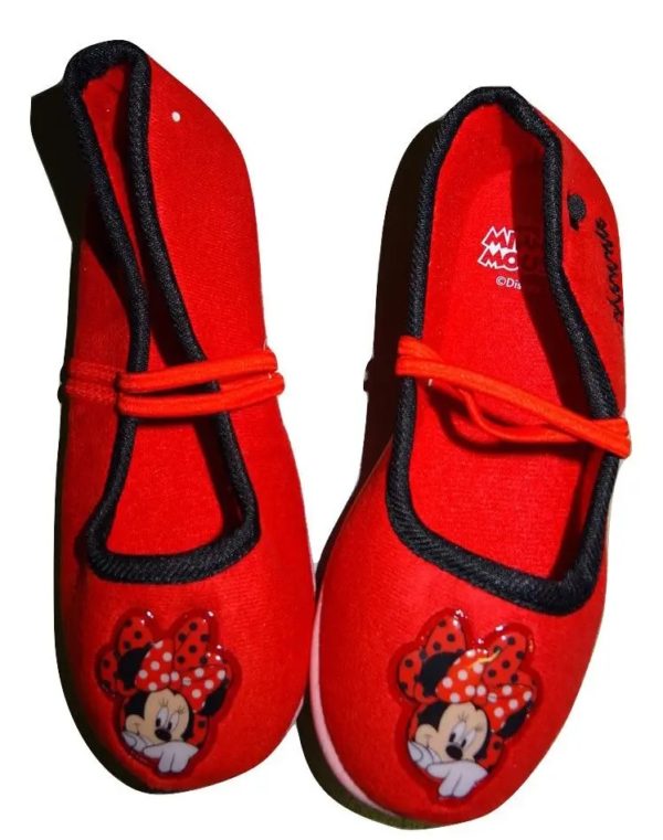 Dívčí  červené baleríny s obrázkem Minnie.