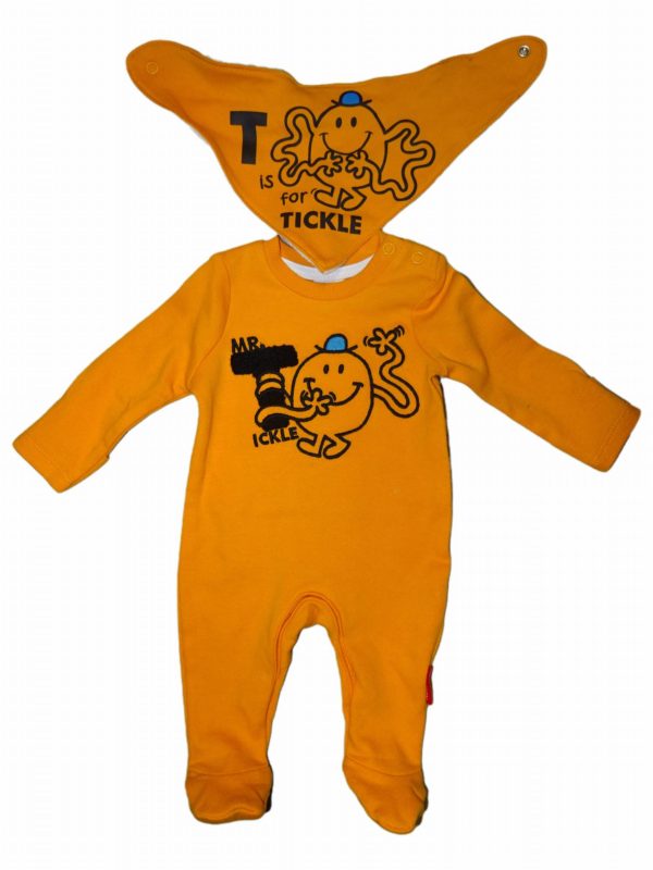 Baby oranžový overal MrTickle s bryndákem