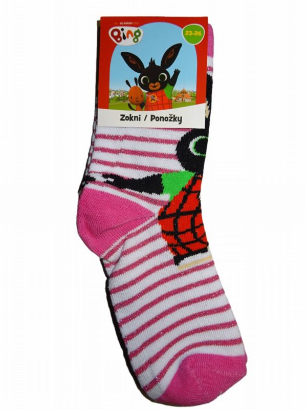 Dívčí růžovobílé proužkované ponožky s králíčkem Bingem