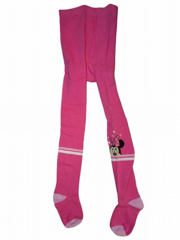 Dívčí růžové punčocháče s hlavou Minnie