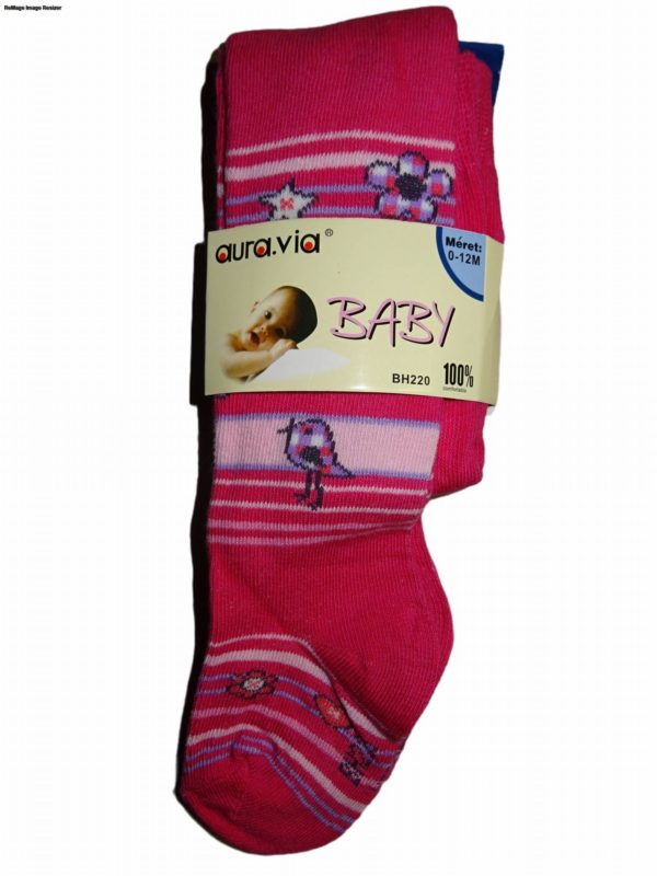 Baby růžové punčocháče s ptáčkem