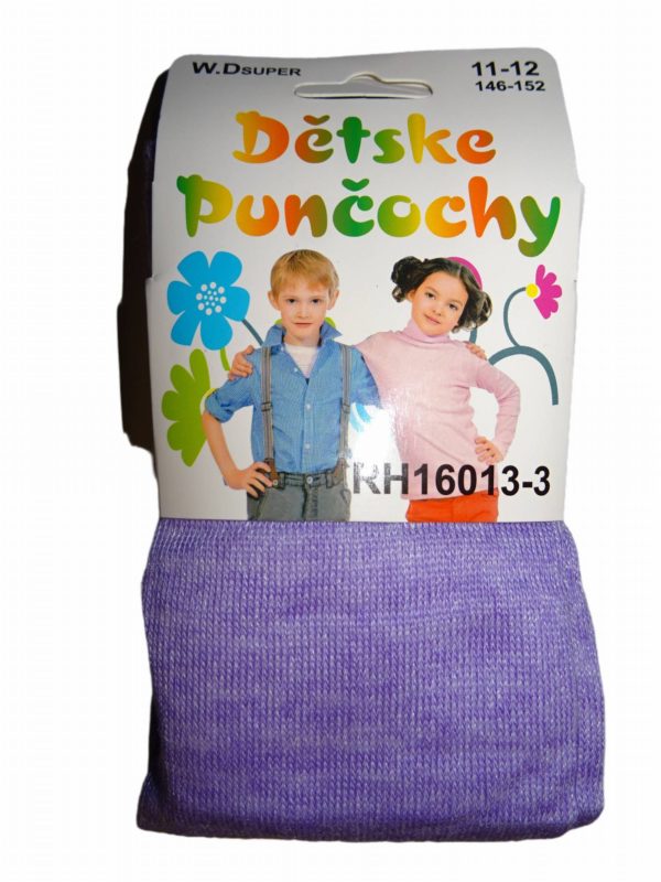 Dětské obyčejné jednobarevné punčocháče světle fialové