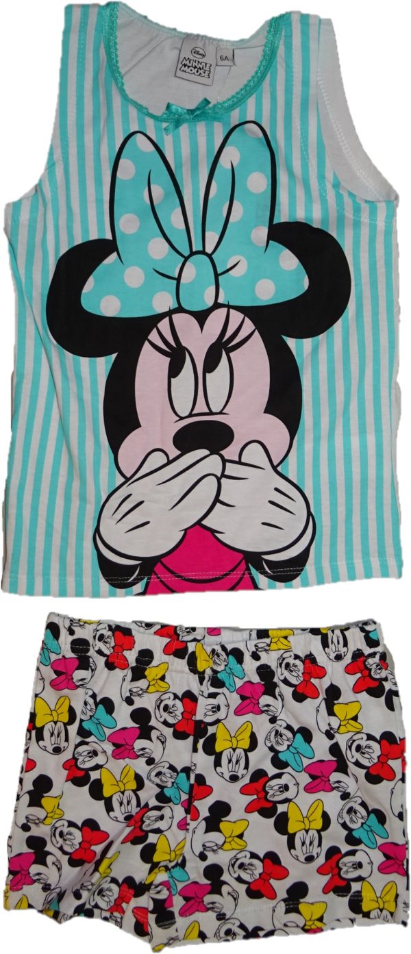 Dívčí letní pruhované pyžamo s Minnie.