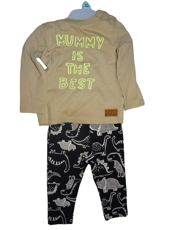 Chlapecké bavlněné hnědé pyžamo Mummy is the best