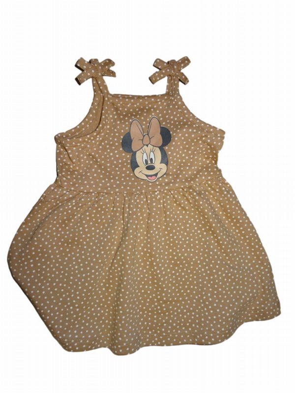 Baby šaty růžové s kytičkami a hnědé s Minnie 2ks