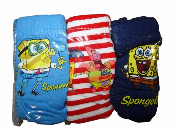 Chlapecké slipy z pohádky SpongeBob, náhodný výběr barev po 3ks