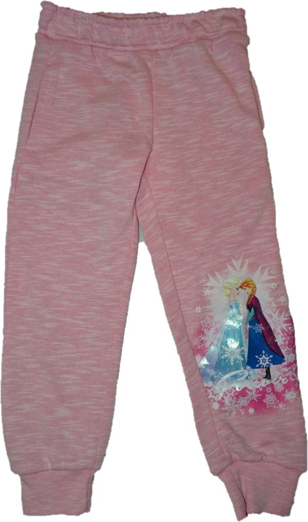 Dívčí růžové tepláky s tématem frozen.