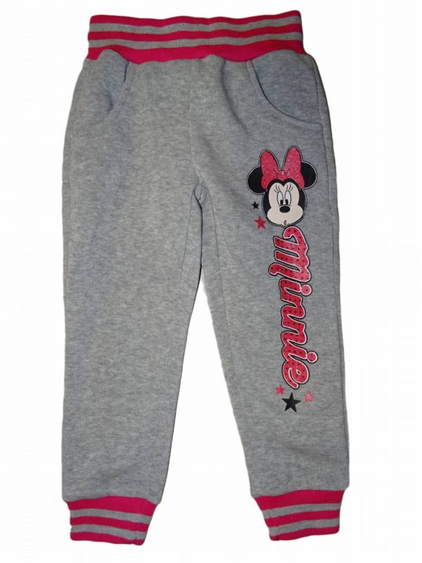 Dívčí teplejší šedé tepláky s nápisem Minnie