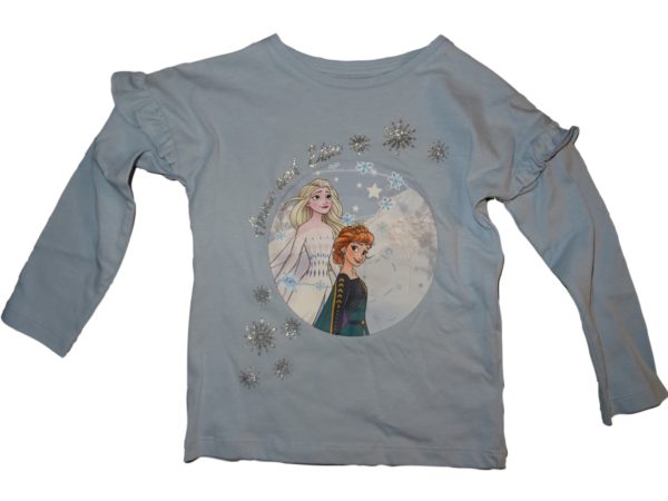 Dívčí světle modré tričko s dlouhým rukávem a obrázkem na téma Frozen
